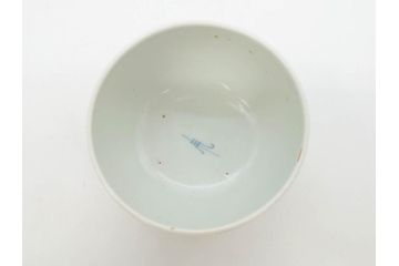 江戸期　古伊万里　染付　柳文が目を引く湯呑み2客セット(湯のみ、ぐい呑み、煎茶、茶器、和食器)(R-083129)