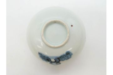 江戸期　古伊万里　染付　柳文が目を引く湯呑み2客セット(湯のみ、ぐい呑み、煎茶、茶器、和食器)(R-083129)