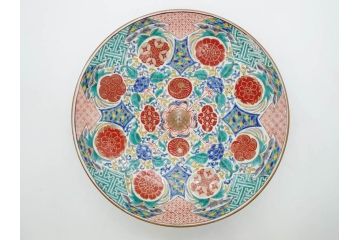 上手物　江戸期　太明成化年製　古伊万里　染付　色絵　約39cm　1尺3寸　色鮮やかな絵付けが存在感を放つ大皿(魚、和皿、和食器、一尺三寸)(R-083131)