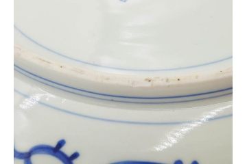 江戸期　古伊万里　染付　線描　花唐草　約41cm　1尺3寸　食卓を爽やかに彩る大皿(和皿、和食器、一尺三寸)(R-083133)