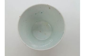 江戸期　古伊万里　染付　渦福　様々な用途に使える猪口4客セット(ススキ、竹、五葉若葉、そば猪口、蕎麦猪口、酒器、杯、盃、おちょこ、湯呑み、湯のみ、和食器)(R-083134)
