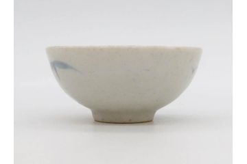 江戸期　古伊万里　染付　渦福　様々な用途に使える猪口4客セット(ススキ、竹、五葉若葉、そば猪口、蕎麦猪口、酒器、杯、盃、おちょこ、湯呑み、湯のみ、和食器)(R-083134)