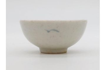 江戸期　古伊万里　染付　渦福　様々な用途に使える猪口4客セット(ススキ、竹、五葉若葉、そば猪口、蕎麦猪口、酒器、杯、盃、おちょこ、湯呑み、湯のみ、和食器)(R-083134)