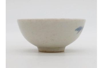 江戸期　古伊万里　染付　渦福　様々な用途に使える猪口4客セット(ススキ、竹、五葉若葉、そば猪口、蕎麦猪口、酒器、杯、盃、おちょこ、湯呑み、湯のみ、和食器)(R-083134)