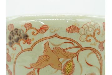 上手物　染付　色絵　金彩　花鳥図　丁寧に描かれた絵柄が素敵な火鉢(鉢カバー、手あぶり、傘立て)(R-083135)