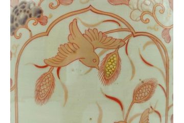 上手物　染付　色絵　金彩　花鳥図　丁寧に描かれた絵柄が素敵な火鉢(鉢カバー、手あぶり、傘立て)(R-083135)