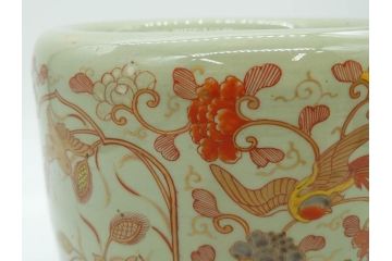 上手物　染付　色絵　金彩　花鳥図　丁寧に描かれた絵柄が素敵な火鉢(鉢カバー、手あぶり、傘立て)(R-083135)