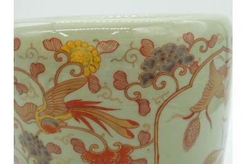 上手物　染付　色絵　金彩　花鳥図　丁寧に描かれた絵柄が素敵な火鉢(鉢カバー、手あぶり、傘立て)(R-083135)