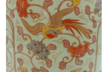 上手物　染付　色絵　金彩　花鳥図　丁寧に描かれた絵柄が素敵な火鉢(鉢カバー、手あぶり、傘立て)(R-083135)