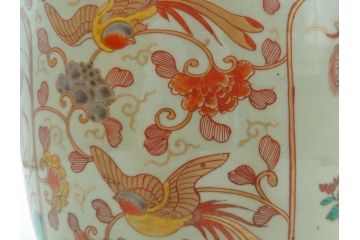 上手物　染付　色絵　金彩　花鳥図　丁寧に描かれた絵柄が素敵な火鉢(鉢カバー、手あぶり、傘立て)(R-083135)