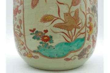 上手物　染付　色絵　金彩　花鳥図　丁寧に描かれた絵柄が素敵な火鉢(鉢カバー、手あぶり、傘立て)(R-083135)