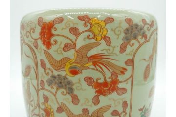 上手物　染付　色絵　金彩　花鳥図　丁寧に描かれた絵柄が素敵な火鉢(鉢カバー、手あぶり、傘立て)(R-083135)