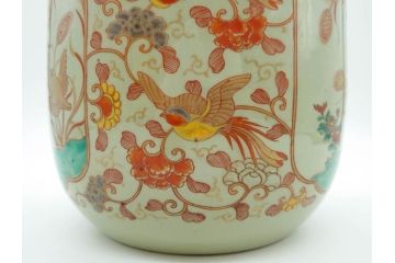 上手物　染付　色絵　金彩　花鳥図　丁寧に描かれた絵柄が素敵な火鉢(鉢カバー、手あぶり、傘立て)(R-083135)