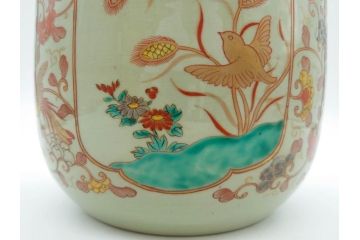 上手物　染付　色絵　金彩　花鳥図　丁寧に描かれた絵柄が素敵な火鉢(鉢カバー、手あぶり、傘立て)(R-083135)