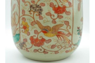 上手物　染付　色絵　金彩　花鳥図　丁寧に描かれた絵柄が素敵な火鉢(鉢カバー、手あぶり、傘立て)(R-083135)