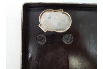 明治期　小川松民　晴川院法印　金銀蒔絵　波千鳥　豪華な蒔絵が素晴らしい!上品な雰囲気漂う硯箱(硯、水滴、水差し、漆器、漆芸、木製、書道具、共箱付き)(R-083136)
