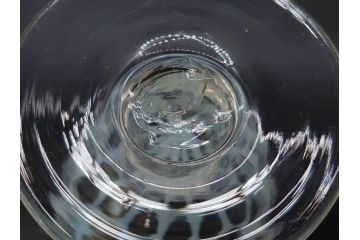 当時物　大正〜昭和初期　棗(なつめ)型　青縁　乳白水玉　柔らかな雰囲気を醸し出す氷コップ(なつめ形、吹きガラス、グラス、硝子、和ガラス)(R-083138)