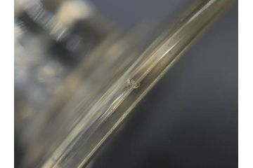当時物　大正〜昭和初期　棗(なつめ)型　青縁　乳白水玉　柔らかな雰囲気を醸し出す氷コップ(なつめ形、吹きガラス、グラス、硝子、和ガラス)(R-083138)