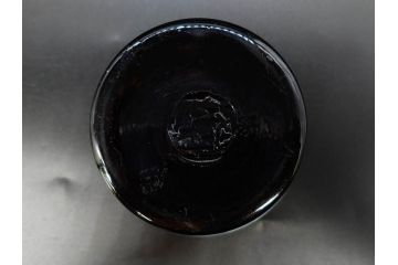 当時物　大正〜昭和初期　碗型　乳白　鱗文　エナメル脚　レトロな趣ある氷コップ(吹きガラス、グラス、硝子、和ガラス)(R-083139)
