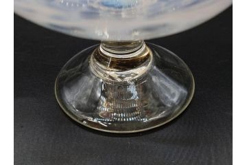 当時物　大正〜昭和初期　碗型　乳白水玉　赤縁　手作りの温かみを感じる氷コップ2点セット(吹きガラス、グラス、硝子、和ガラス)(R-083140)