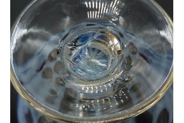 当時物　大正〜昭和初期　碗型　乳白水玉　赤縁　手作りの温かみを感じる氷コップ2点セット(吹きガラス、グラス、硝子、和ガラス)(R-083140)
