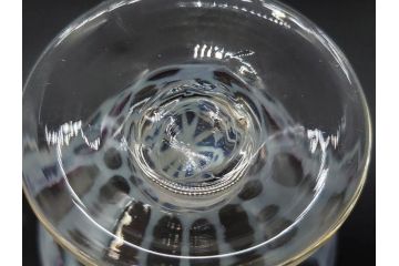 当時物　大正〜昭和初期　碗型　乳白水玉　赤縁　手作りの温かみを感じる氷コップ2点セット(吹きガラス、グラス、硝子、和ガラス)(R-083140)
