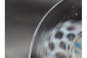 当時物　大正〜昭和初期　棗(なつめ)型　乳白水玉　優しい色合いに魅了される赤縁氷コップ2客セット(なつめ形、吹きガラス、硝子、グラス、和ガラス)(R-083141)