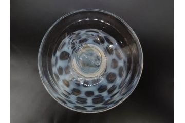 当時物　大正〜昭和初期　棗(なつめ)型　乳白水玉　優しい色合いに魅了される赤縁氷コップ2客セット(なつめ形、吹きガラス、硝子、グラス、和ガラス)(R-083141)