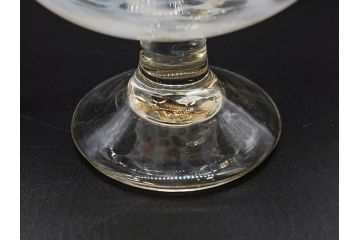 当時物　大正〜昭和初期　碗型　乳白水玉　赤縁　レトロモダンな雰囲気が魅力の氷コップ2客セット(吹きガラス、硝子、グラス、和ガラス)(R-083142)