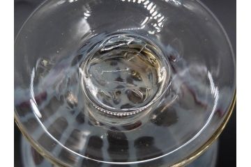 当時物　大正〜昭和初期　碗型　乳白水玉　赤縁　レトロモダンな雰囲気が魅力の氷コップ2客セット(吹きガラス、硝子、グラス、和ガラス)(R-083142)