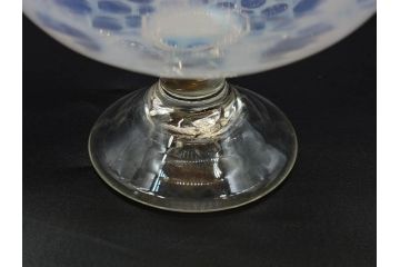 当時物　大正〜昭和初期　碗型　乳白水玉　赤縁　レトロモダンな雰囲気が魅力の氷コップ2客セット(吹きガラス、硝子、グラス、和ガラス)(R-083142)