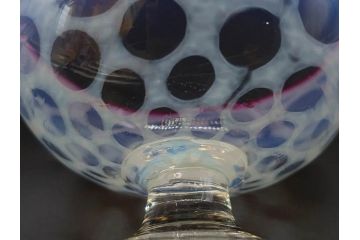 当時物　大正〜昭和初期　碗型　乳白水玉　赤縁　日常に彩を与えてくれる氷コップ2客セット(吹きガラス、硝子、グラス、和ガラス)(R-083143)