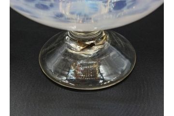 当時物　大正〜昭和初期　碗型　乳白水玉　赤縁　日常に彩を与えてくれる氷コップ2客セット(吹きガラス、硝子、グラス、和ガラス)(R-083143)