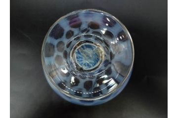 当時物　大正〜昭和初期　碗型　乳白水玉　赤縁　日常に彩を与えてくれる氷コップ2客セット(吹きガラス、硝子、グラス、和ガラス)(R-083143)