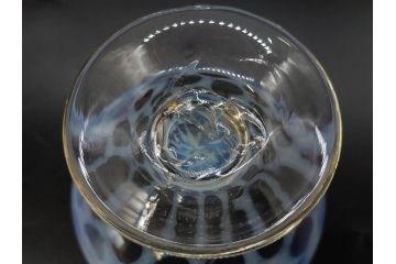 当時物　大正〜昭和初期　碗型　乳白水玉　赤縁　日常に彩を与えてくれる氷コップ2客セット(吹きガラス、硝子、グラス、和ガラス)(R-083143)