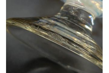 当時物　大正〜昭和初期　碗型　乳白水玉　赤縁　日常に彩を与えてくれる氷コップ2客セット(吹きガラス、硝子、グラス、和ガラス)(R-083143)