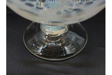当時物　大正〜昭和初期　碗型　乳白水玉　赤縁　日常に彩を与えてくれる氷コップ2客セット(吹きガラス、硝子、グラス、和ガラス)(R-083143)