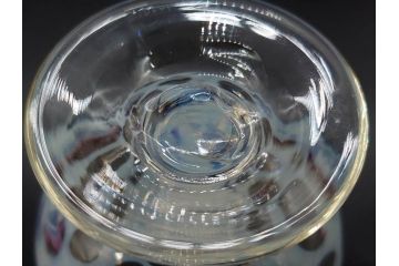 当時物　大正〜昭和初期　碗型　乳白水玉　赤縁　日常に彩を与えてくれる氷コップ2客セット(吹きガラス、硝子、グラス、和ガラス)(R-083143)