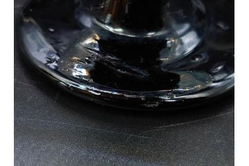 当時物　大正〜昭和初期　碗型　乳白　鱗文　エナメル脚　涼やかな佇まいの氷コップ(碗形、吹きガラス、グラス、硝子、和ガラス)(R-083144)