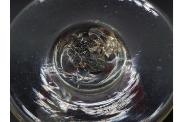 当時物　大正〜昭和初期　棗(なつめ)型　輪花　乳白ぼかし　赤縁　青縁　レトロな雰囲気漂う氷コップ3客セット(なつめ形、吹きガラス、硝子、グラス、和ガラス)(R-083145)