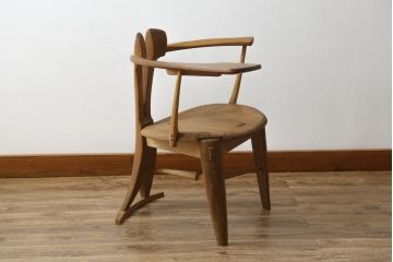 中古　美品　激レア　一点物!!　出展作品の可能性あり!!　木工作家　吉野崇裕　鉋跡仕上げ　美しい木目と力強い構造美が融合した唯一無二のアートチェア(ZEN チェア)(椅子、イス、アームチェア)(R-083151)