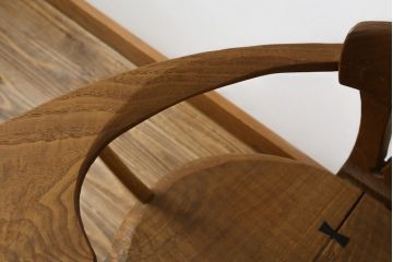 中古　美品　激レア　一点物!!　出展作品の可能性あり!!　木工作家　吉野崇裕　鉋跡仕上げ　美しい木目と力強い構造美が融合した唯一無二のアートチェア(ZEN チェア)(椅子、イス、アームチェア)(R-083151)