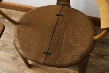 中古　美品　激レア　一点物!!　出展作品の可能性あり!!　木工作家　吉野崇裕　鉋跡仕上げ　美しい木目と力強い構造美が融合した唯一無二のアートチェア(ZEN チェア)(椅子、イス、アームチェア)(R-083151)