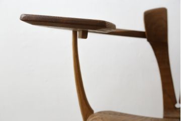 中古　美品　激レア　一点物!!　出展作品の可能性あり!!　木工作家　吉野崇裕　鉋跡仕上げ　美しい木目と力強い構造美が融合した唯一無二のアートチェア(ZEN チェア)(椅子、イス、アームチェア)(R-083151)