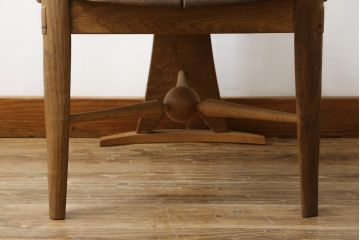 中古　美品　激レア　一点物!!　出展作品の可能性あり!!　木工作家　吉野崇裕　鉋跡仕上げ　美しい木目と力強い構造美が融合した唯一無二のアートチェア(ZEN チェア)(椅子、イス、アームチェア)(R-083151)