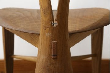中古　美品　激レア　一点物!!　出展作品の可能性あり!!　木工作家　吉野崇裕　鉋跡仕上げ　美しい木目と力強い構造美が融合した唯一無二のアートチェア(ZEN チェア)(椅子、イス、アームチェア)(R-083151)