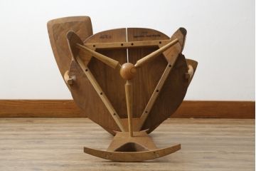 中古　美品　激レア　一点物!!　出展作品の可能性あり!!　木工作家　吉野崇裕　鉋跡仕上げ　美しい木目と力強い構造美が融合した唯一無二のアートチェア(ZEN チェア)(椅子、イス、アームチェア)(R-083151)
