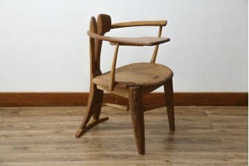 中古　美品　激レア　一点物!!　出展作品の可能性あり!!　木工作家　吉野崇裕　鉋跡仕上げ　美しい木目と力強い構造美が融合した唯一無二のアートチェア(ZEN チェア)　(R-083151)