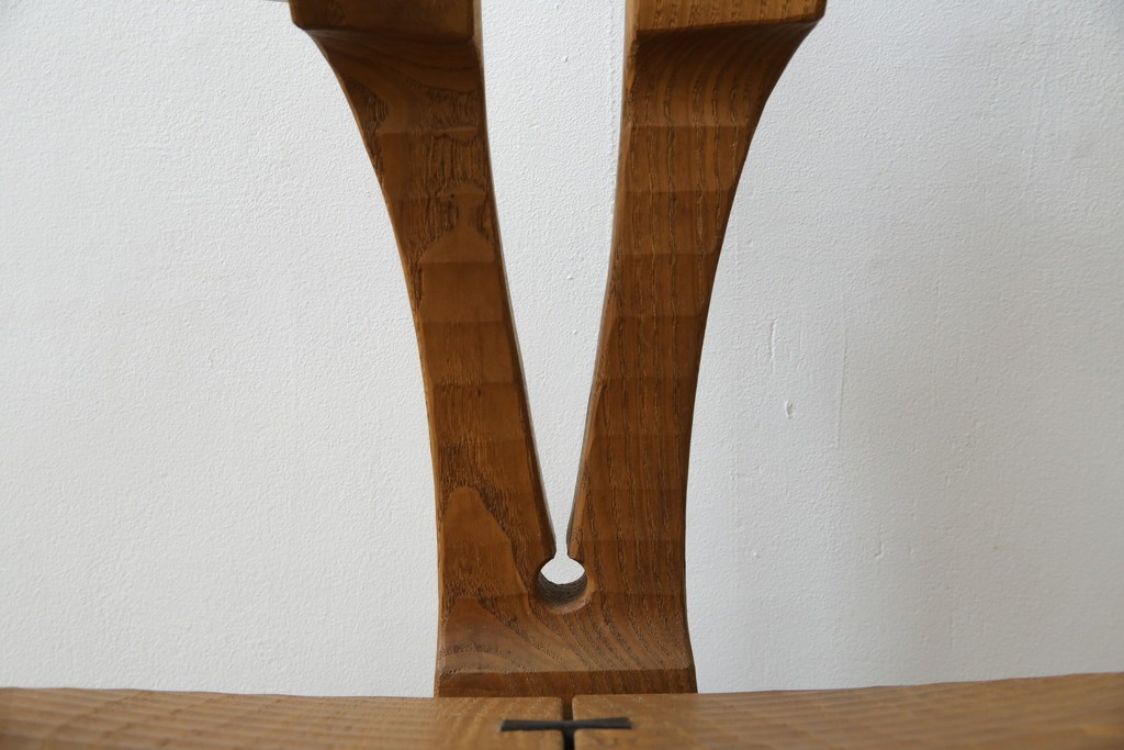 中古　美品　激レア　一点物!!　出展作品の可能性あり!!　木工作家　吉野崇裕　鉋跡仕上げ　美しい木目と力強い構造美が融合した唯一無二のアートチェア(ZEN チェア)　(R-083151)