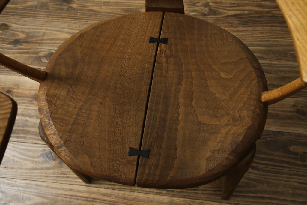 中古　美品　激レア　一点物!!　出展作品の可能性あり!!　木工作家　吉野崇裕　鉋跡仕上げ　美しい木目と力強い構造美が融合した唯一無二のアートチェア(ZEN チェア)　(R-083151)